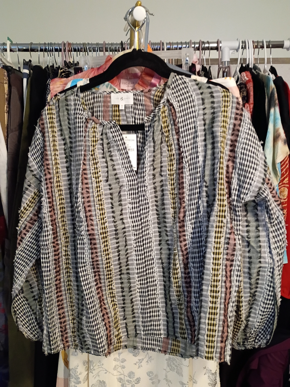 Nordstrom Striped Peasant Tunic - Black, White, Pink, Yellow